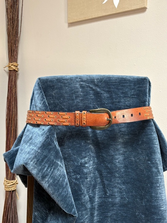 Accessories - Brown Leather Belt with Brass hardware